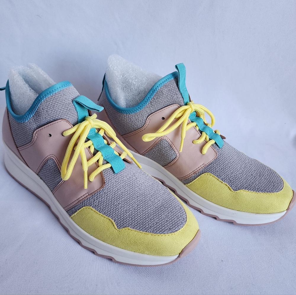 Gianni Bini 9.5 Womens‎ Athletic Pastel Spring Colorblock Shoe Pink Yellow Blue